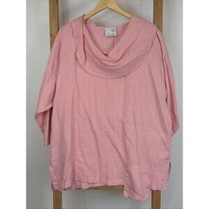 NWT La Fixsun Pink Cowl Neck Oversize Linen Tunic Top MEDIUM 100 % Linen